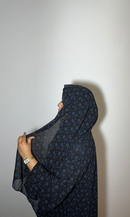 Floral Abaya Midnight Blue